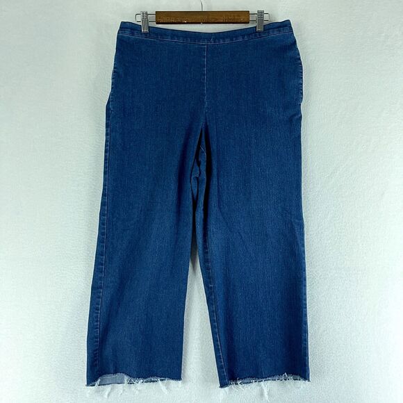Alfred Dunner Womens Pants Blue Size 14 (33x23) High Rise Elastic Waist Frayed - Picture 1 of 10
